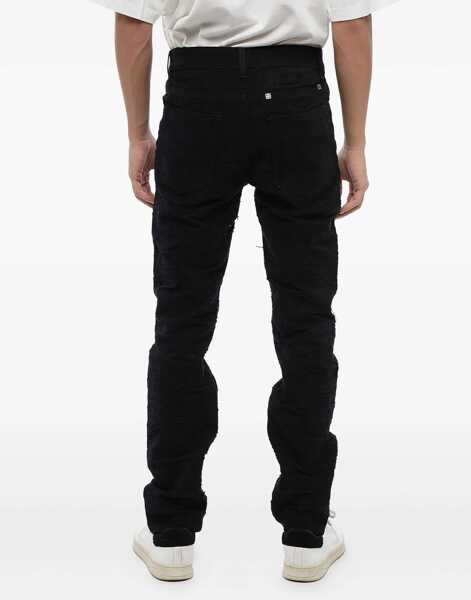 Blugi slim fit Givenchy Slim Fit Distressed Cotton Denims 17Cm Black Barbati (BM 16100894) 3