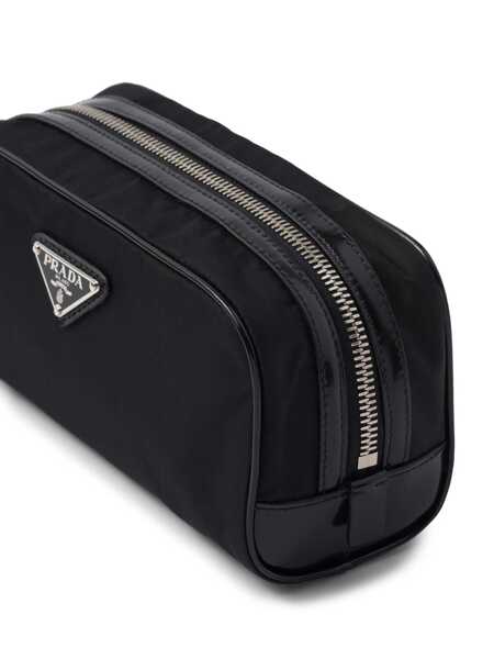 Portofele Prada Prada Logo-Plaque Zipped Wash Bag Black Barbati (BM 16105559) 3