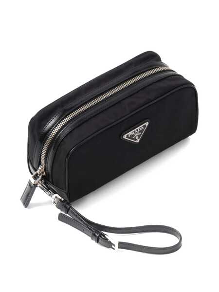 Portofele Prada Prada Logo-Plaque Zipped Wash Bag Black Barbati (BM 16105559) 4
