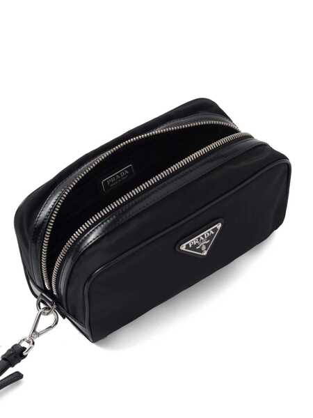 Portofele Prada Prada Logo-Plaque Zipped Wash Bag Black Barbati (BM 16105559) 5