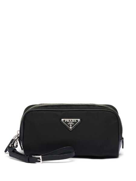 Portofele Prada Prada Logo-Plaque Zipped Wash Bag Black Barbati (BM 16105559) 1
