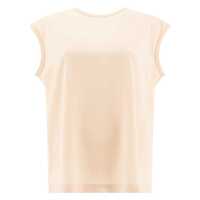 Tricouri Brunello Cucinelli Stretch Silk Satin T-Shirt With Monili Femei