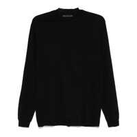 Topuri LOW BRAND Black Crew Neck Pullover In Virgin Wool Man