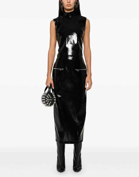 Fuste casual MSGM Patent Leather Midi Skirt BLACK Femei (BM 16155425) 2