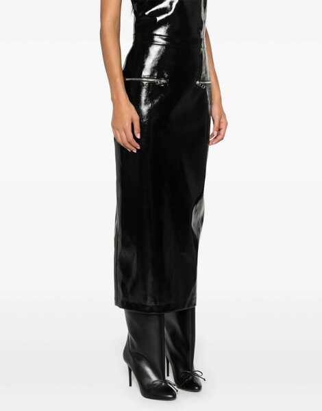 Fuste casual MSGM Patent Leather Midi Skirt BLACK Femei (BM 16155425) 3