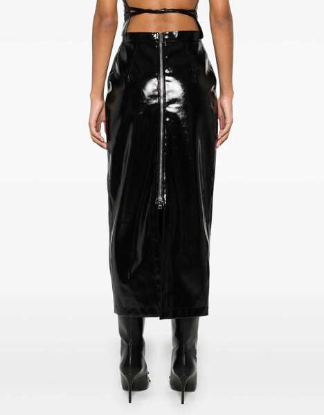 Fuste casual MSGM Patent Leather Midi Skirt BLACK Femei (BM 16155425) 4