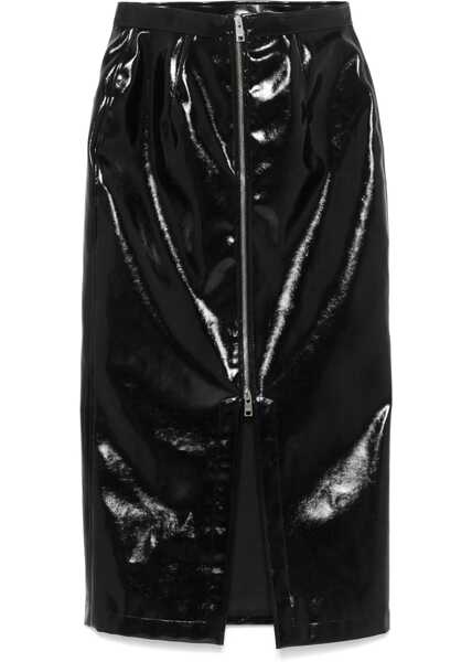 Fuste casual MSGM Patent Leather Midi Skirt BLACK Femei (BM 16155425) 1
