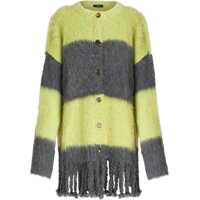 Cardigane Striped Motif Cardigan With Fringed Hem Femei