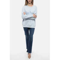 Imbracaminte Michael Kors Dama - Bluze de trening Michael Kors Crew Neck Fleeced Cotton Blend Sweatshirt With Printed Logo Light Blue Femei (BM 16155969) - B-mall.ro