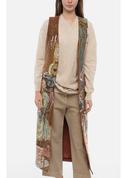 Veste casual Moschino Couture Cotton Long Vest With Arazzo Style Motif Multicolor Femei (BM 16156212) 1