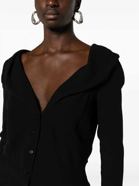 Camasi casual Stella McCartney Silk Asymmetric Shirt With Wide Neckline Black Femei (BM 16170516) 5