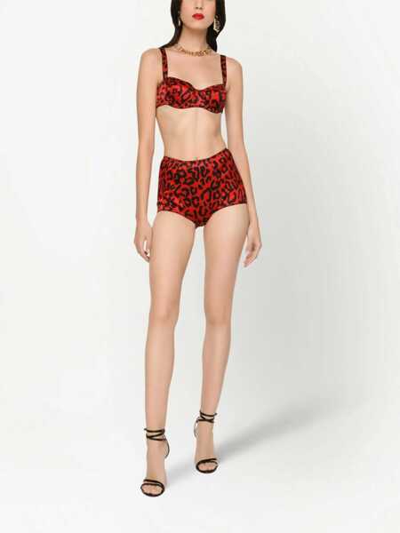 Sutiene Dolce & Gabbana Animal Patterned Silk Underwire Bra Red Femei (BM 16171164) 2