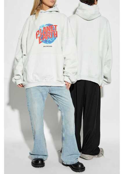Bluze de trening Balenciaga Planet Earth Hoodie WHITE Barbati (BM 16172121) 2