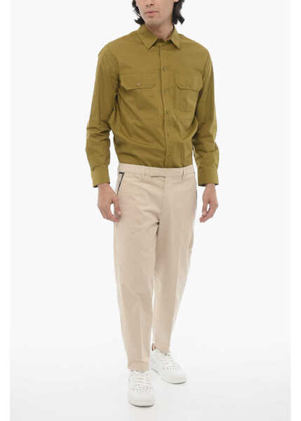 Pantaloni casual Neil Barrett Regular Fit Slim Fit Pants With Belt Loops Beige Barbati (BM 16184067) 4