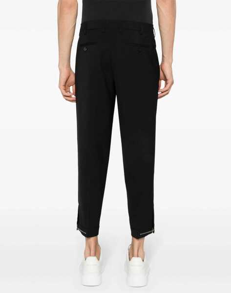 Pantaloni casual Neil Barrett Solid Color Slim Fit Chino Pants With Adjustable Ankle Black Barbati (BM 16184073) 4