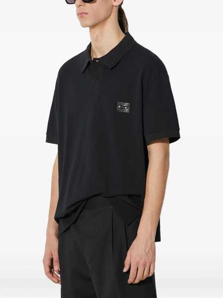 Tricouri Polo Neil Barrett Loose Fit Two Buttons Polo Shirt With Piercing Detail Black Barbati (BM 16184097) 3
