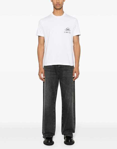 Tricouri Neil Barrett Cotton Slim Fit I See You Crew-Neck T-Shirt Black Barbati (BM 16184106) 2