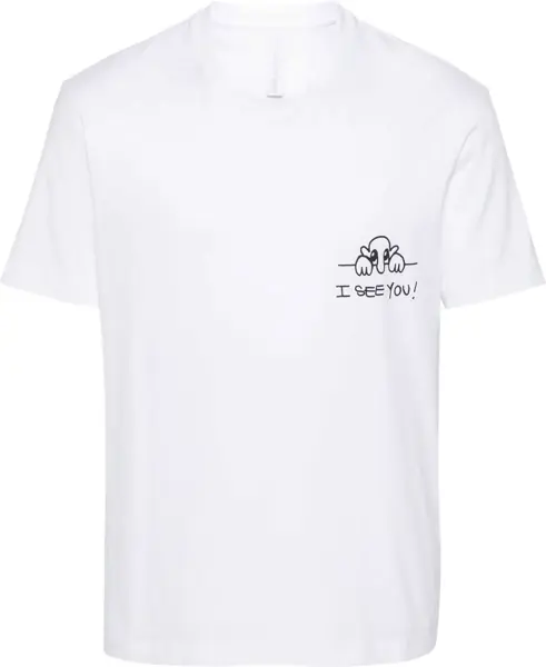 Tricouri Neil Barrett Cotton Slim Fit I See You Crew-Neck T-Shirt Black Barbati (BM 16184106) 1