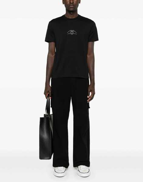 Tricouri Neil Barrett Cotton Crew-Neck T-Shirt With Print Black Barbati (BM 16184109) 2