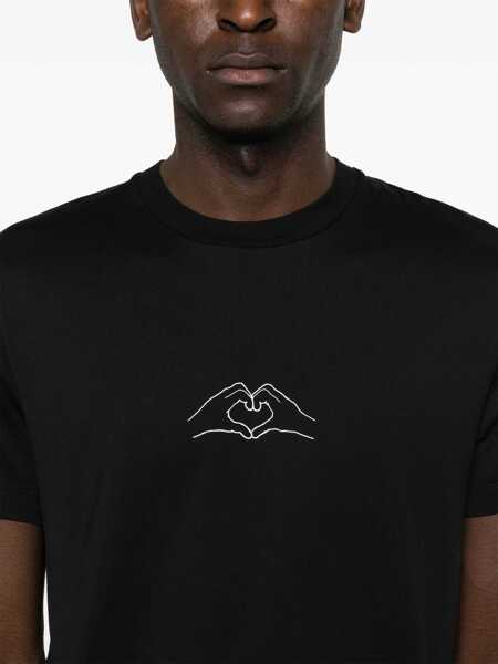 Tricouri Neil Barrett Cotton Crew-Neck T-Shirt With Print Black Barbati (BM 16184109) 5