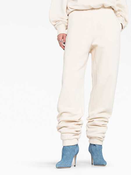 Pantaloni de trening THE ATTICO Fleeced Cotton Penny Sweatpants With Embossed Logo White Femei (BM 16184139) 5