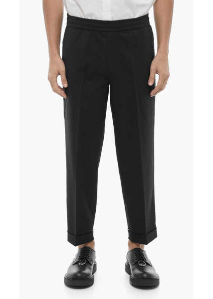 Pantaloni casual Neil Barrett Pantaloni Rem Slim Fit A Vita Bassa Con Elastico In Vita Black Barbati (BM 16184259) 1