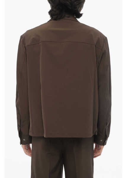 Jachete Neil Barrett Boxy Fit Overshirt With Snapp Buttons Brown Barbati (BM 16184262) 2