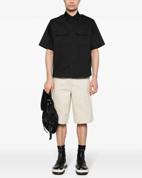 Camasi casual Neil Barrett Short Sleeved Loose Fit Shirt With Double Breast Pocket Black Barbati (BM 16184277) 2