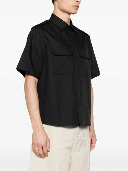 Camasi casual Neil Barrett Short Sleeved Loose Fit Shirt With Double Breast Pocket Black Barbati (BM 16184277) 3
