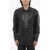 Neil Barrett Leather And Cotton Overshirt With Front Buttoning Black