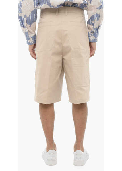 Pantaloni scurti Neil Barrett Solid Color Straight Fit Bermuda Beige Barbati (BM 16184460) 4