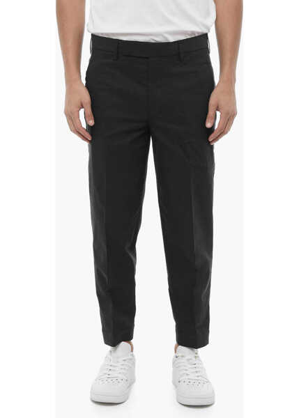 Pantaloni casual Neil Barrett Solid Color Slim Fit Chino Pants With Adjustable Ankle Black Barbati (BM 16184475) 1