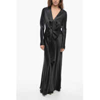 Rochii lungi Satin V Neckline Dress With Gathered Detailing Femei