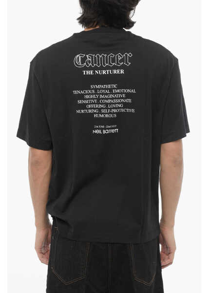 Tricouri Neil Barrett Printed Slim Fit Rock Band Zodiac Cancer Crew-Neck T-Shirt Black Barbati (BM 16192659) 2