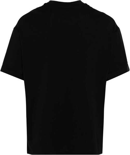 Tricouri Neil Barrett Solid Color Easy Fit Crew-Neck T-Shirt With Shirting Sleeves Black Barbati (BM 16192662) 2