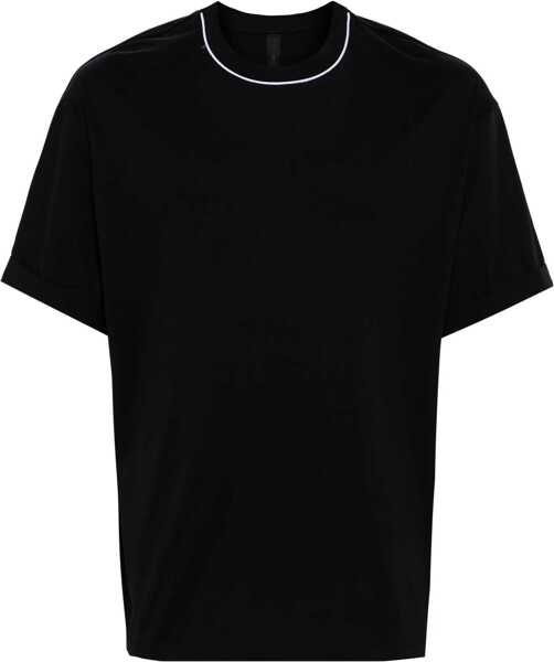 Tricouri Neil Barrett Solid Color Easy Fit Crew-Neck T-Shirt With Shirting Sleeves Black Barbati (BM 16192662) 1