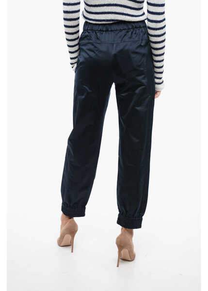 Pantaloni de trening SA SU PHI Silk Satin Sweatpants With Cuffs Blue Femei (BM 16192713) 2