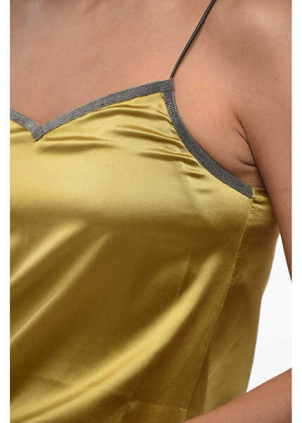 Bluze Fabiana Filippi Silk Shimmer Detail Lingerie Top With Leather Straps Yellow Femei (BM 16192725) 3