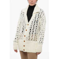 Cardigane Openwork Cardigan With Contrasting Embroidery Femei