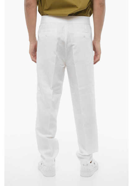 Pantaloni casual Neil Barrett Double-Pleat Slim Fit Pants With Elastic Waistband White Barbati (BM 16193850) 2