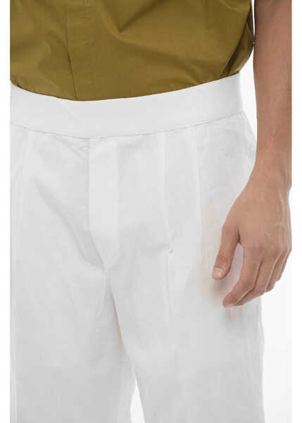 Pantaloni casual Neil Barrett Double-Pleat Slim Fit Pants With Elastic Waistband White Barbati (BM 16193850) 3