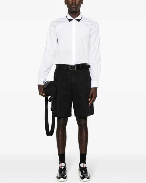 Camasi elegante Neil Barrett Cotton Poplin Slim Fit Shirt With Double Collar Black & White Barbati (BM 16193853) 2