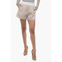 Pantaloni scurti Single-Pleated Wool Shorts With Logoed Waistband Femei