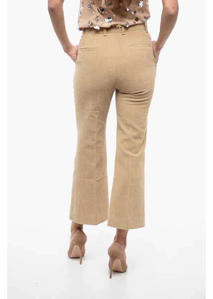 Pantaloni casual Chloe Flared Fit Corduroy Chinos Pants Beige Femei (BM 16194105) 3