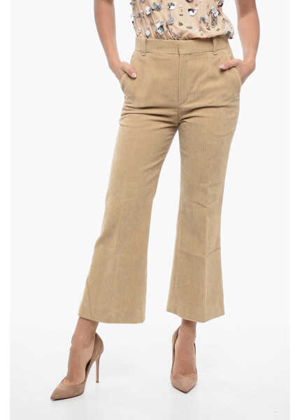Pantaloni casual Chloe Flared Fit Corduroy Chinos Pants Beige Femei (BM 16194105) 1