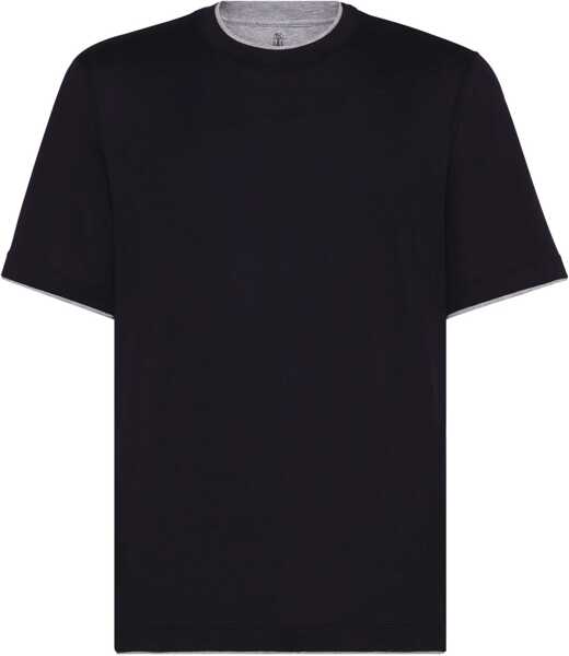 Tricouri Brunello Cucinelli Silk T-Shir NAVYGRIGIO Barbati (BM 16194225) 1