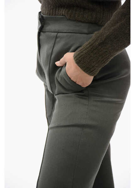 Pantaloni office SA SU PHI Wool Wide-Leg Pants With High Waist Green Femei (BM 16194264) 3