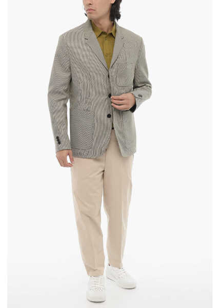 Sacouri Neil Barrett Unlined Slim Fit Blazer With Patch Pockets Beige Barbati (BM 16194285) 4