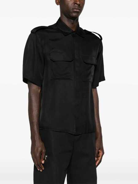 Camasi casual Neil Barrett Short Sleeved Loose Fit Shirt With Double Breast Pocket Black Barbati (BM 16194297) 3