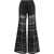 Alberta Ferretti Georgette Pants With Embroidered Check Motif Black